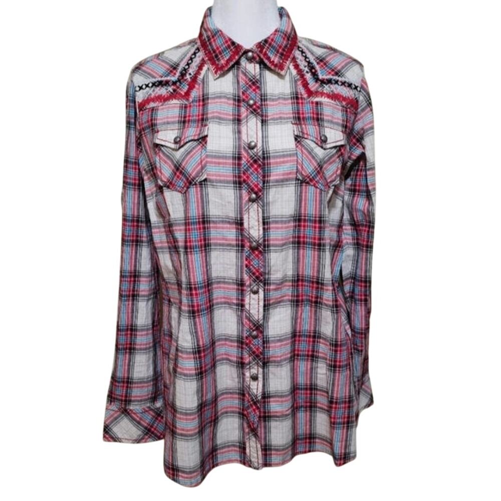 Ariat Women's Embroidered Metal Snap Button Top Women's Size L Western Cowgirl